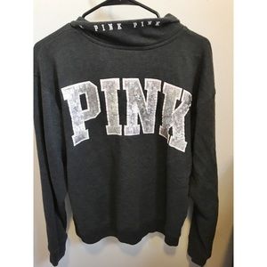 VS Pink Bling Quarter Zip Sweatshirt